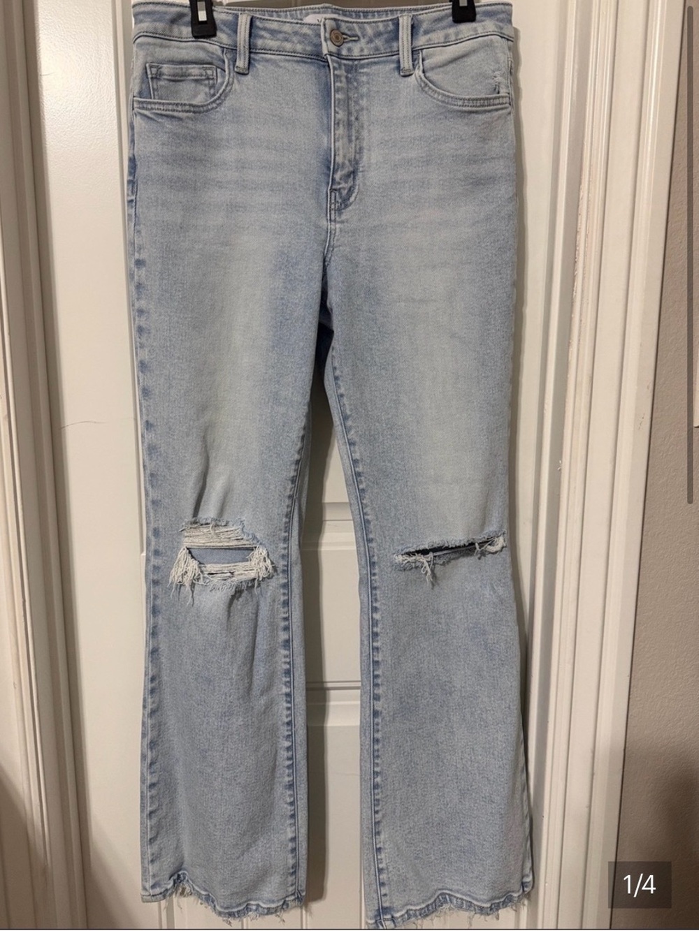 VERVET BY FLYING MONKEY Light Wash Distressed Wide Leg Jeans